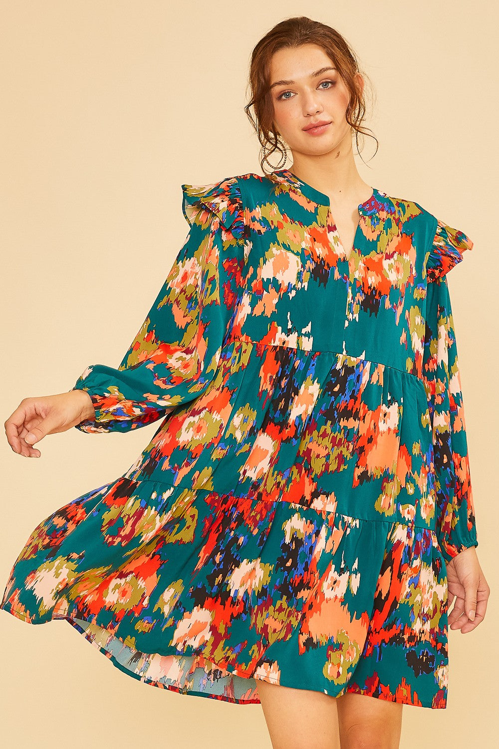 Yvonne (Teal) Multicolor Boho Dress