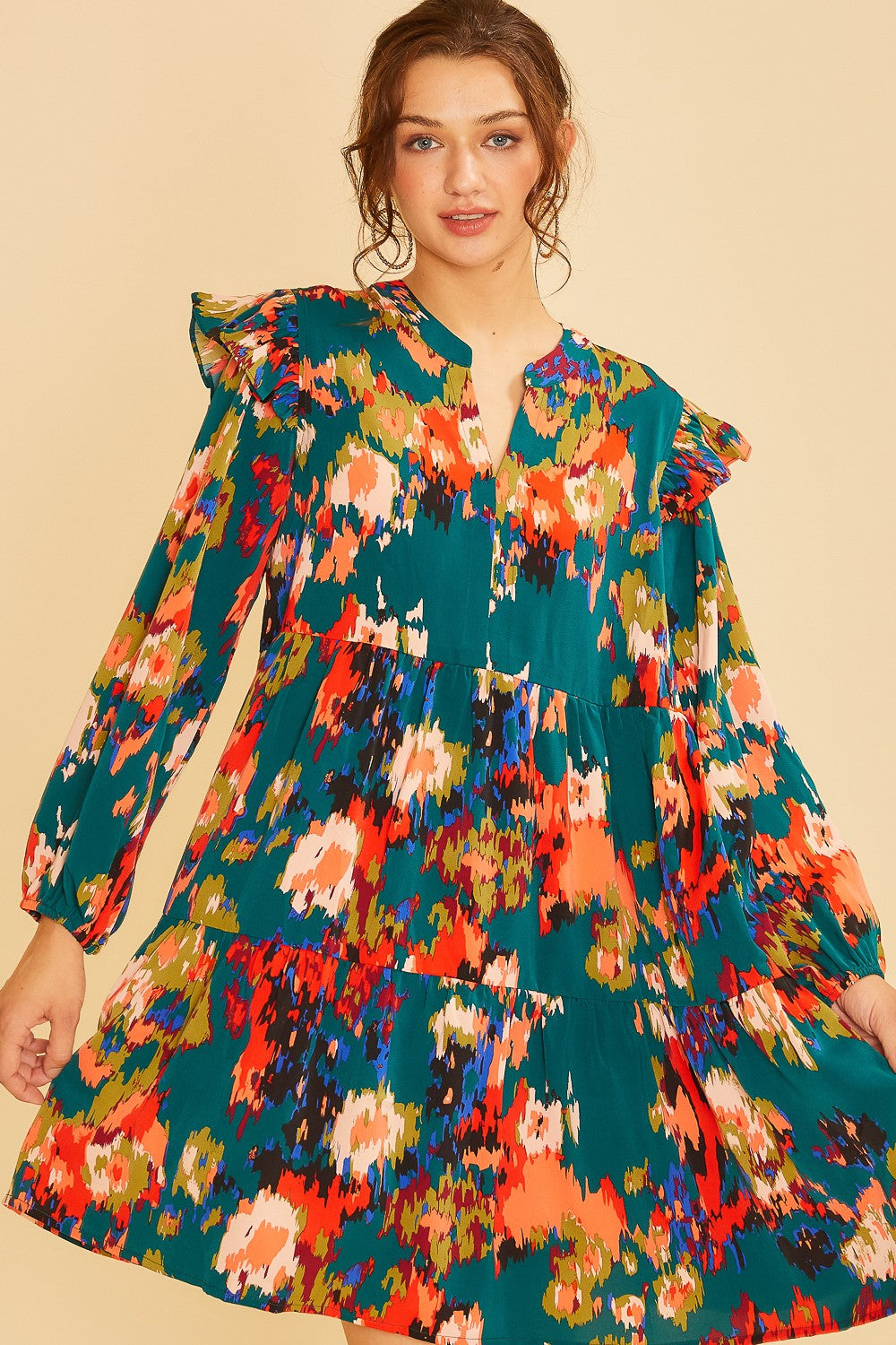 Yvonne (Teal) Multicolor Boho Dress