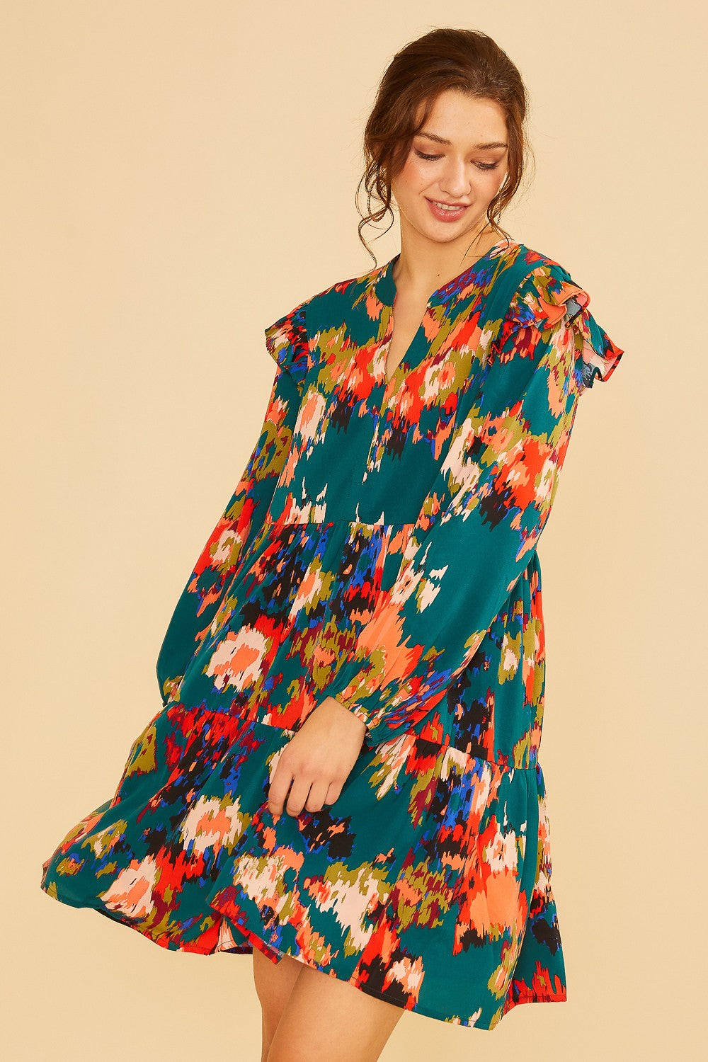 Yvonne (Teal) Multicolor Boho Dress