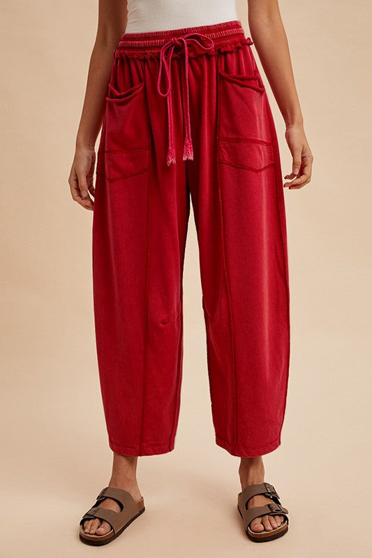 Never Better (Crimson) Barrel Pants