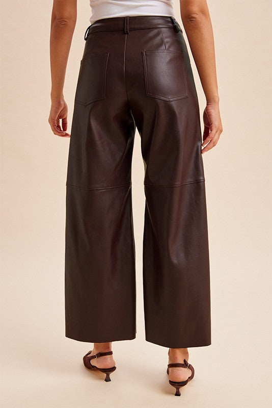 Brit (Cocoa) Stretch Faux Leather Pant