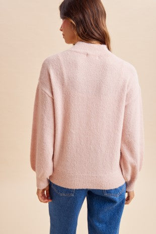 Bambi (Blush) Deer Mock Neck Sweater