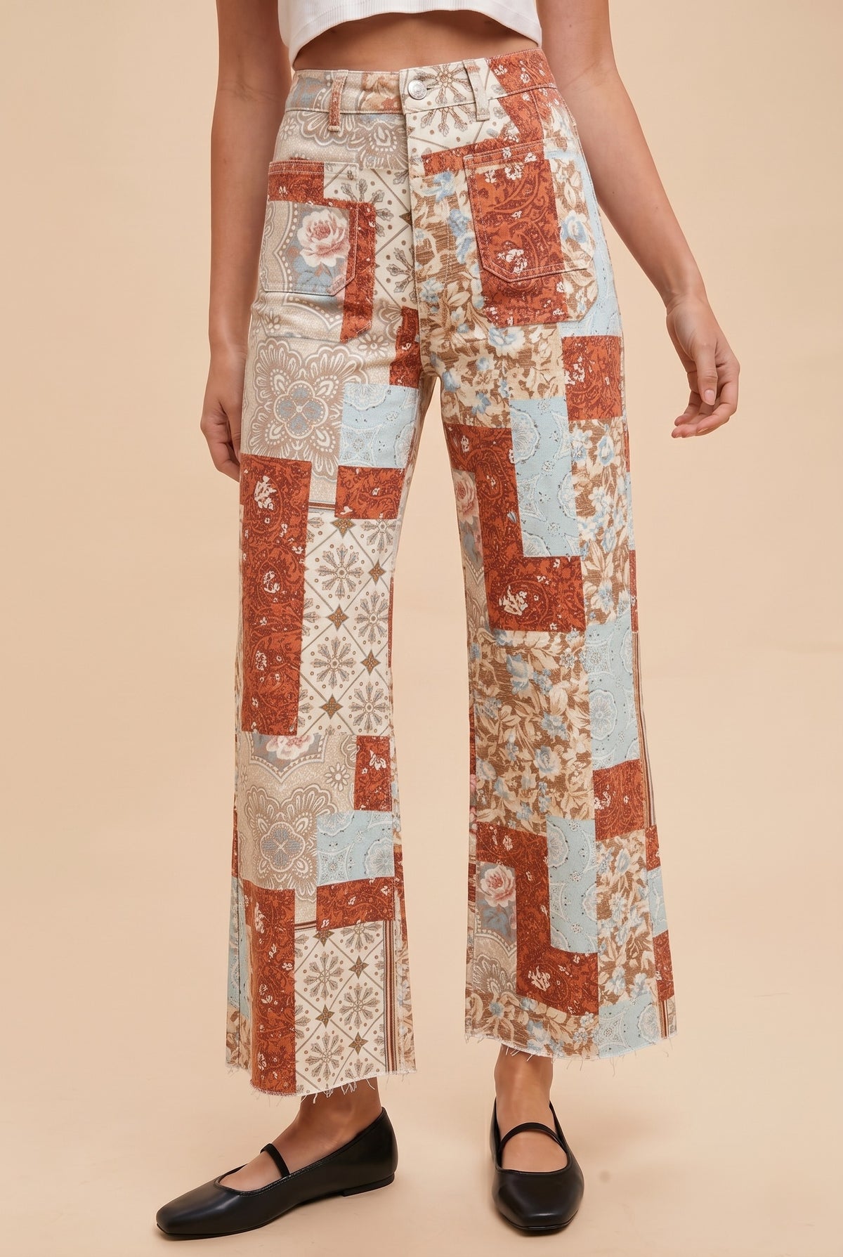 Fall Fever Patchwork Print Pants