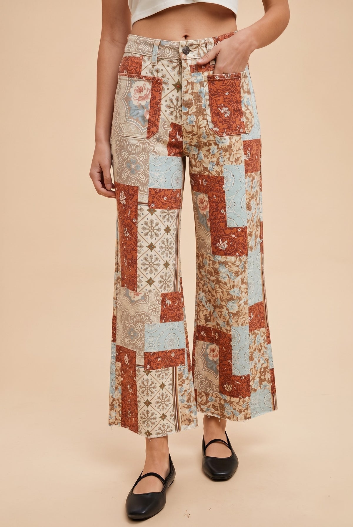 Fall Fever Patchwork Print Pants