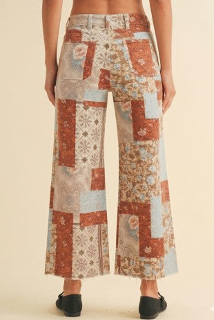 Fall Fever Patchwork Print Pants