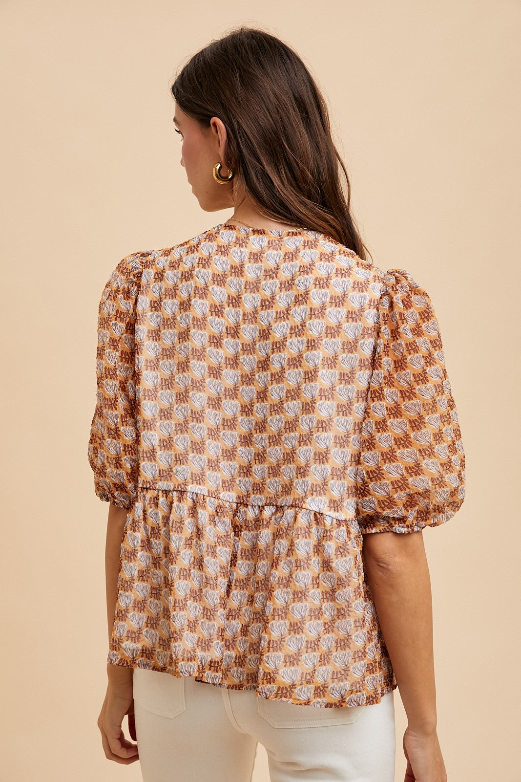 Good Mood Printed Tie Front Blouse