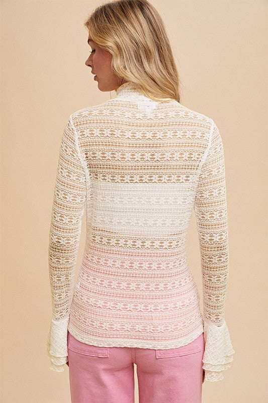 With Grace (Ivory) Ruffle Slv Lace Top
