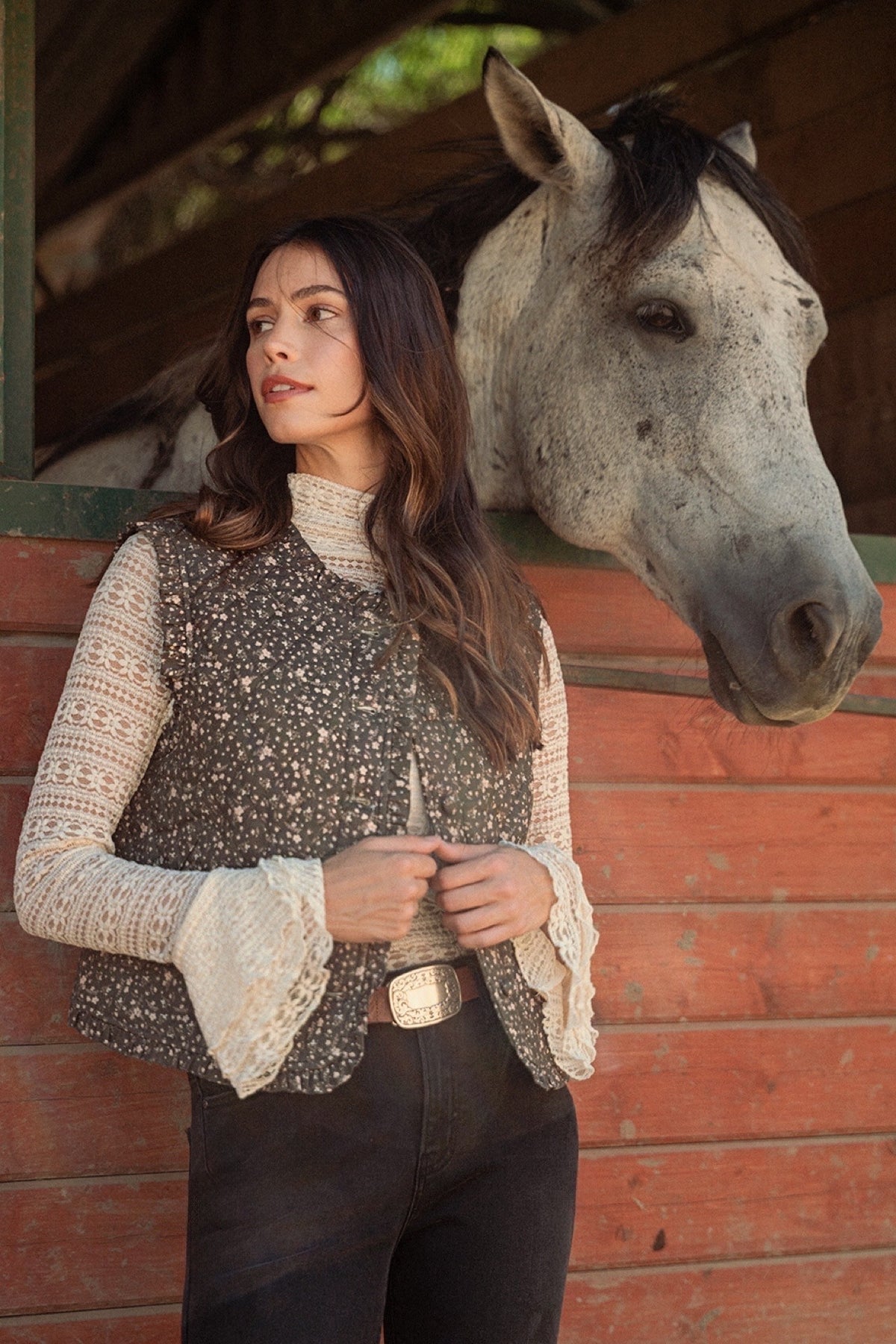 With Grace (Ivory) Ruffle Slv Lace Top