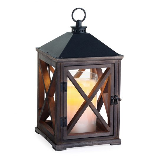 Weathered Espresso Wooden Candle Warmer Lantern