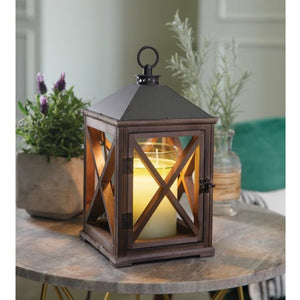 Weathered Espresso Wooden Candle Warmer Lantern