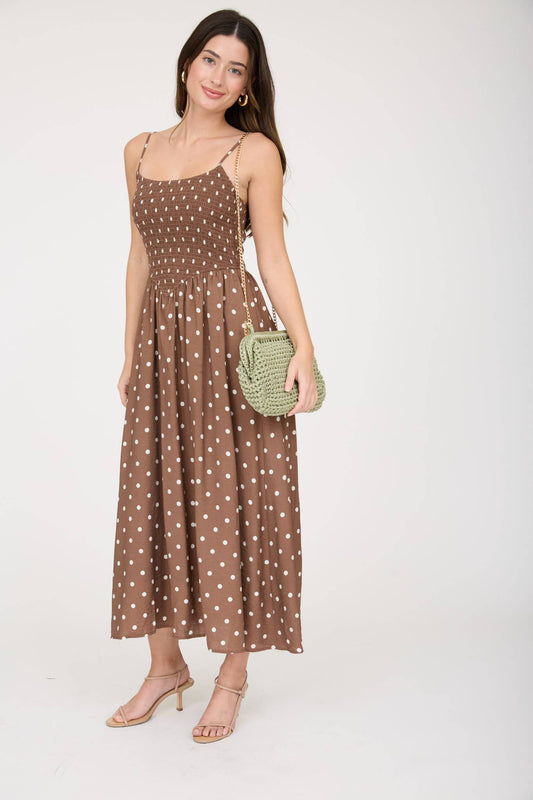 Simply Stated (Brown) Polka Dot Dress