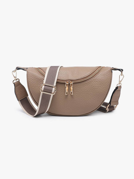 Lainey (Taupe) Half-Moon Sling Crossbody w/ Guitar Strap
