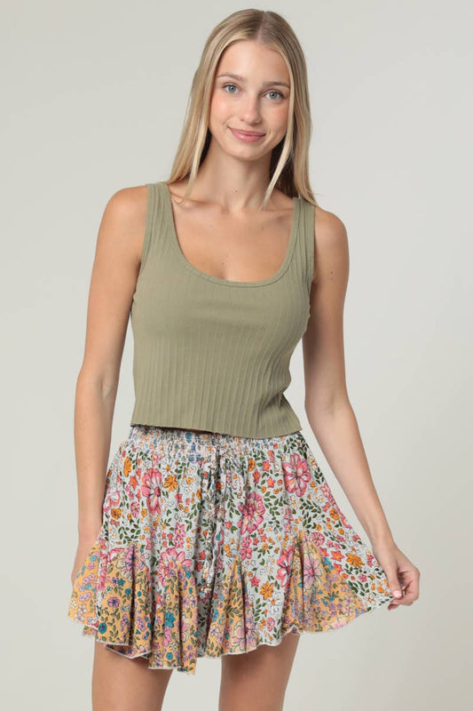Sun Kissed Boho Floral Mix Ruffled Shorts
