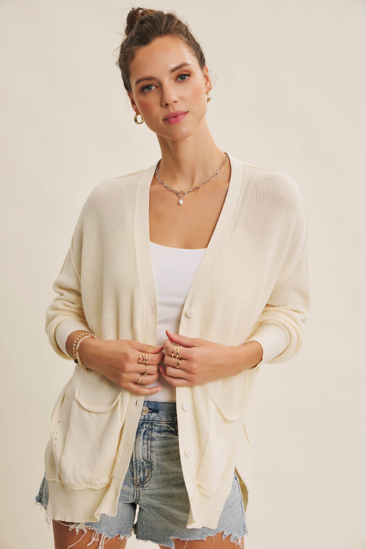 Down To Earth (Vanilla) Slouchy Cardigan