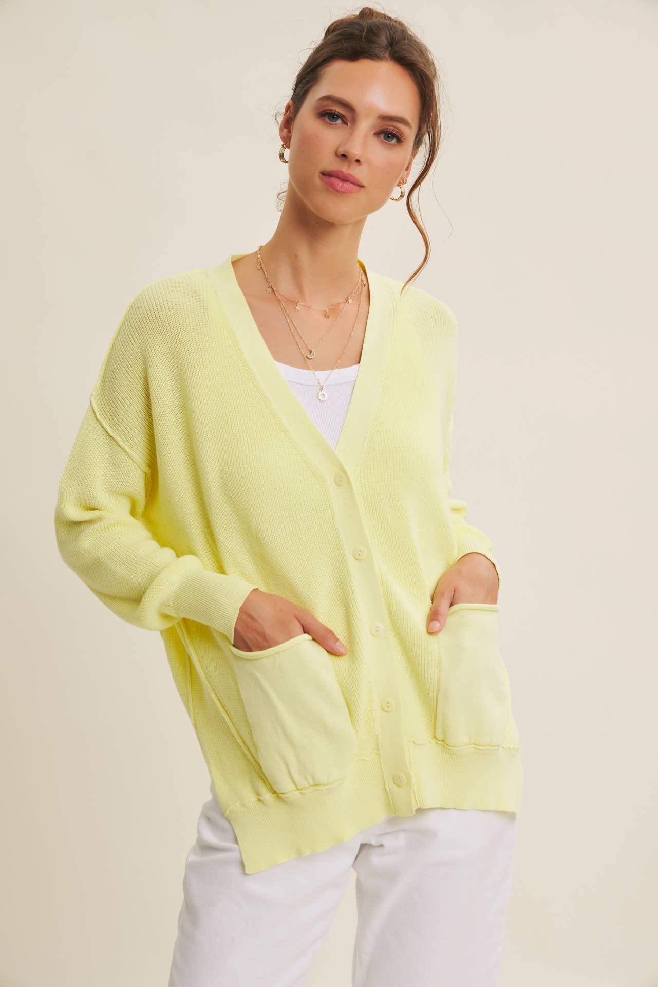 Down To Earth (Lemon) Slouchy Cardigan