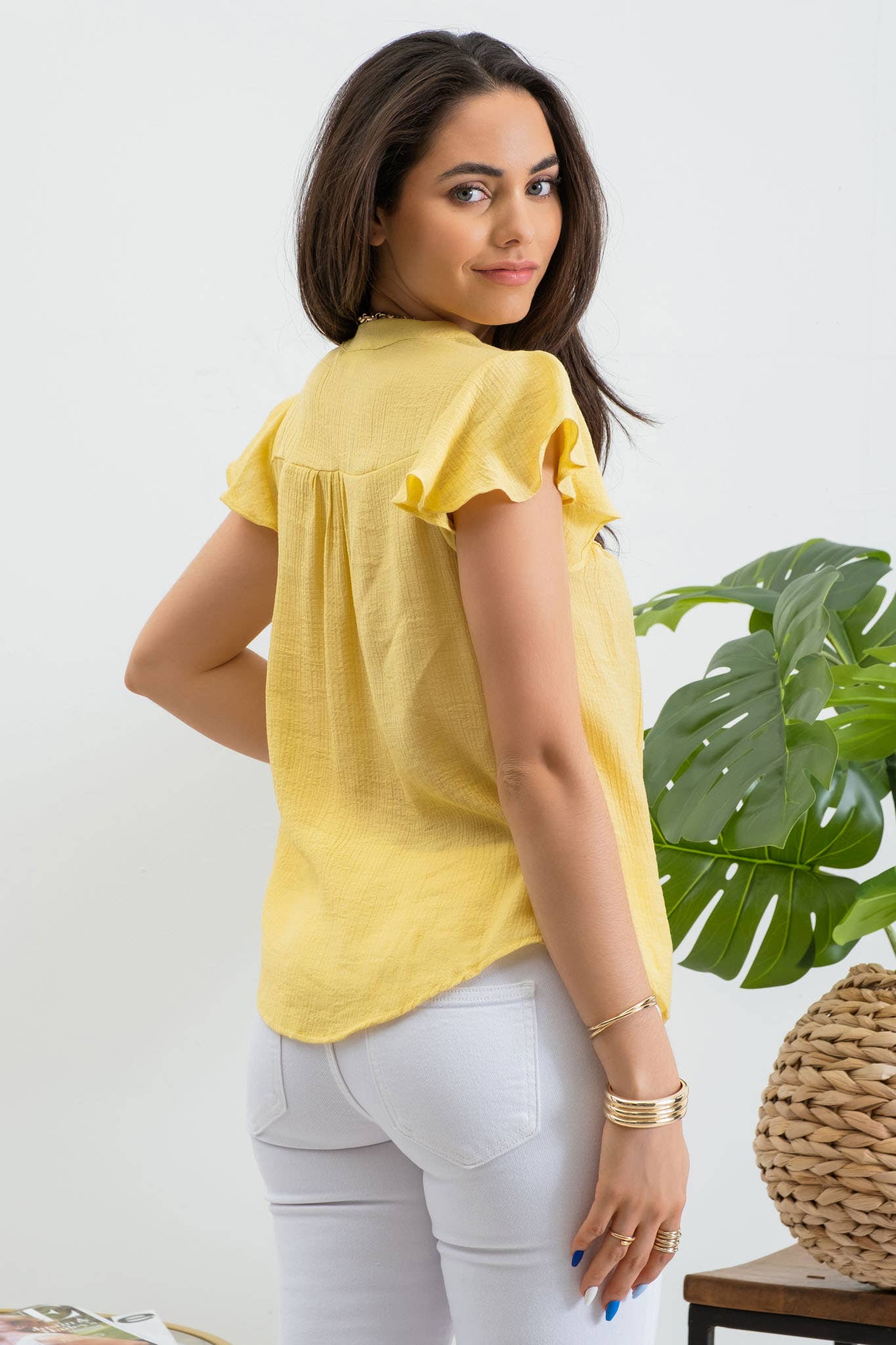 Split Decision (Dusty Yellow) Blouse