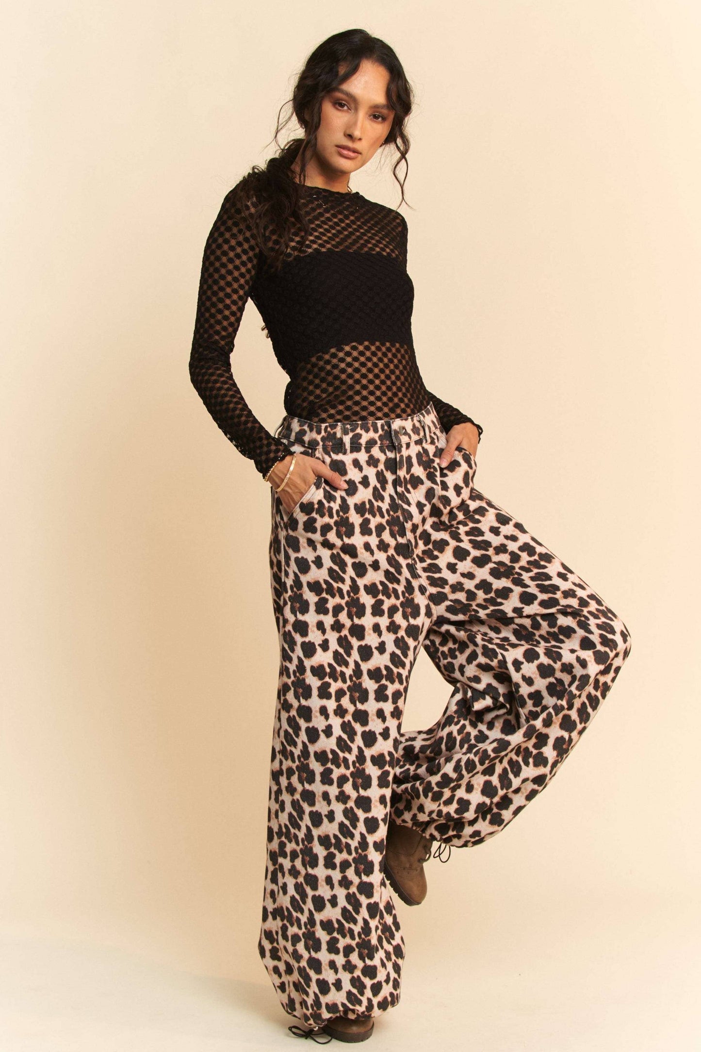 My Hope (Black) LS Dot Lace Mesh Top