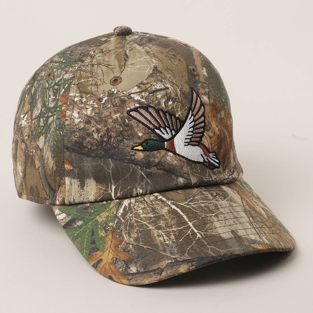 Flying Mallard Embroidered Camo Print Hat