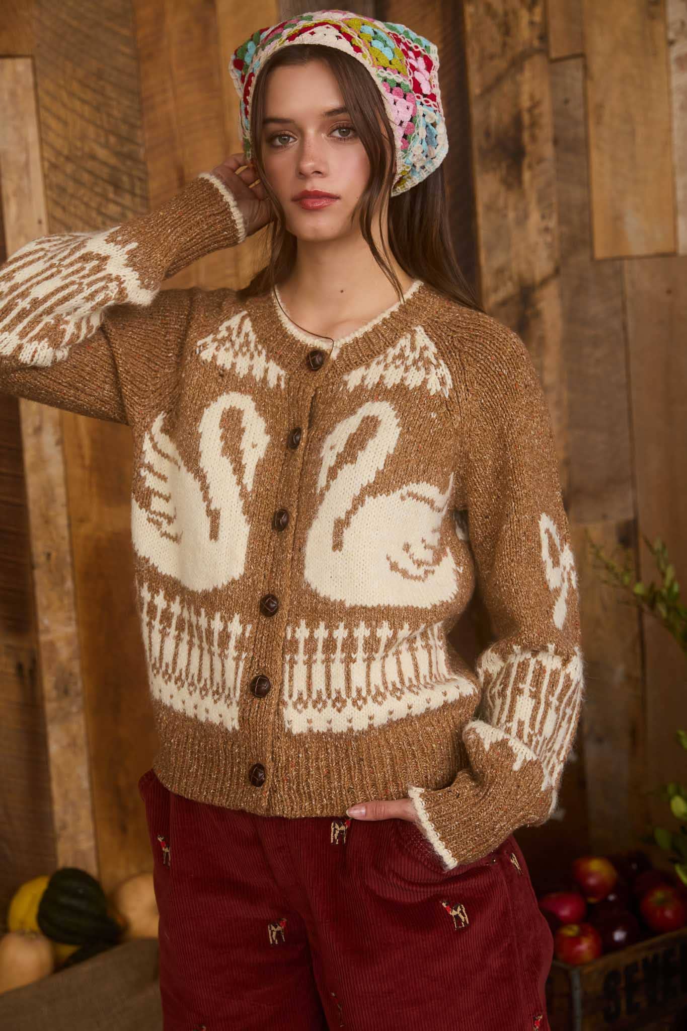 Swan Lake (Caramel) Button Cardigan