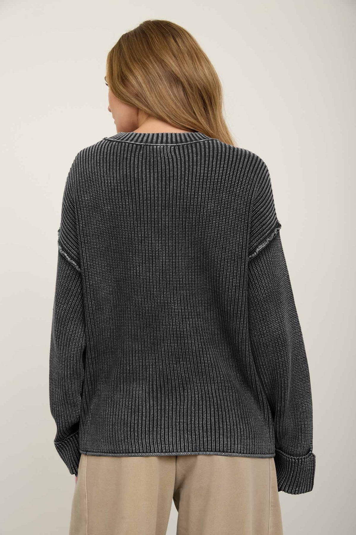 Knit To Be (Charcoal) Cotton Sweater