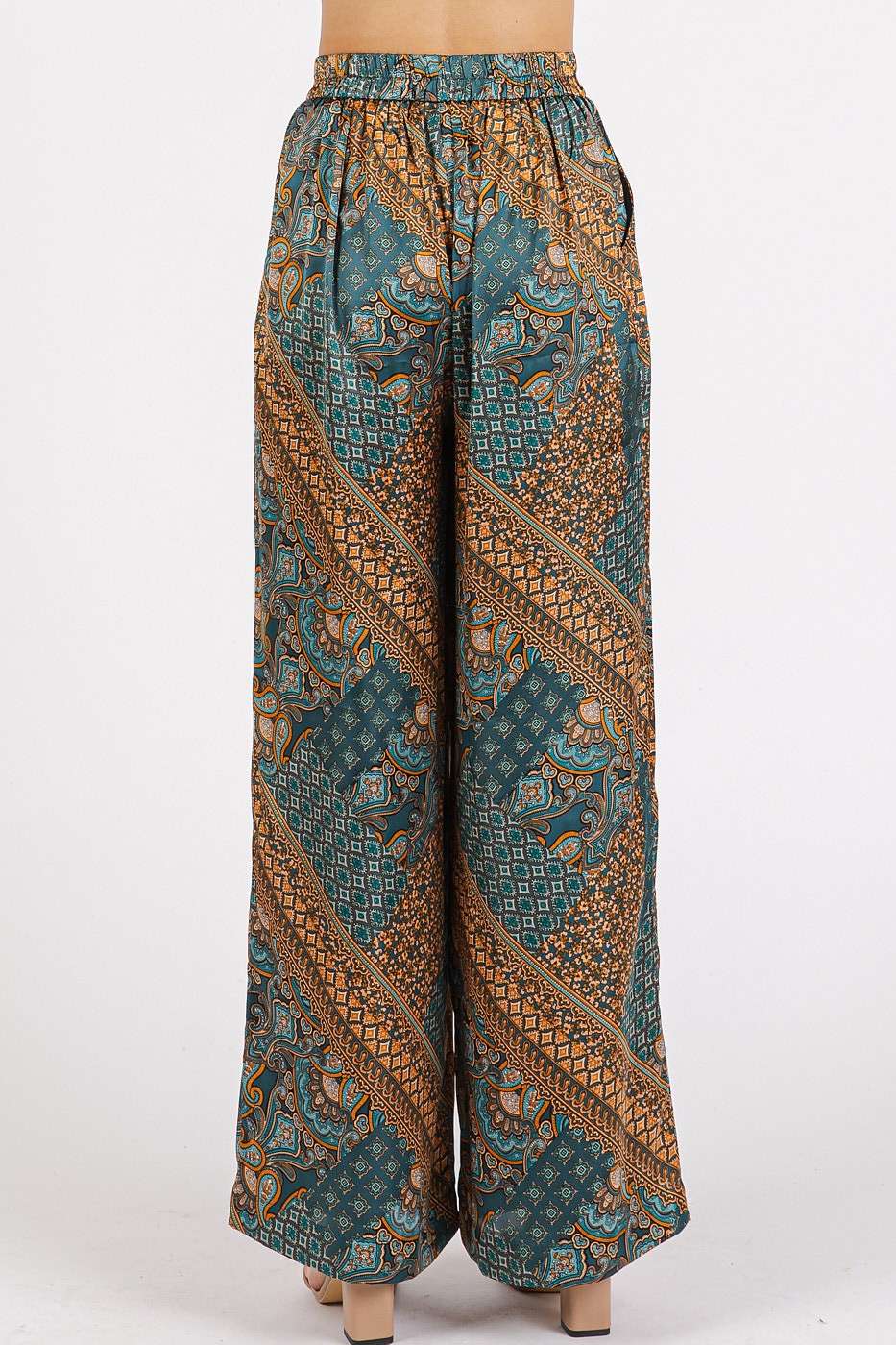 Paisley Perfection Satin Wide Leg Pants