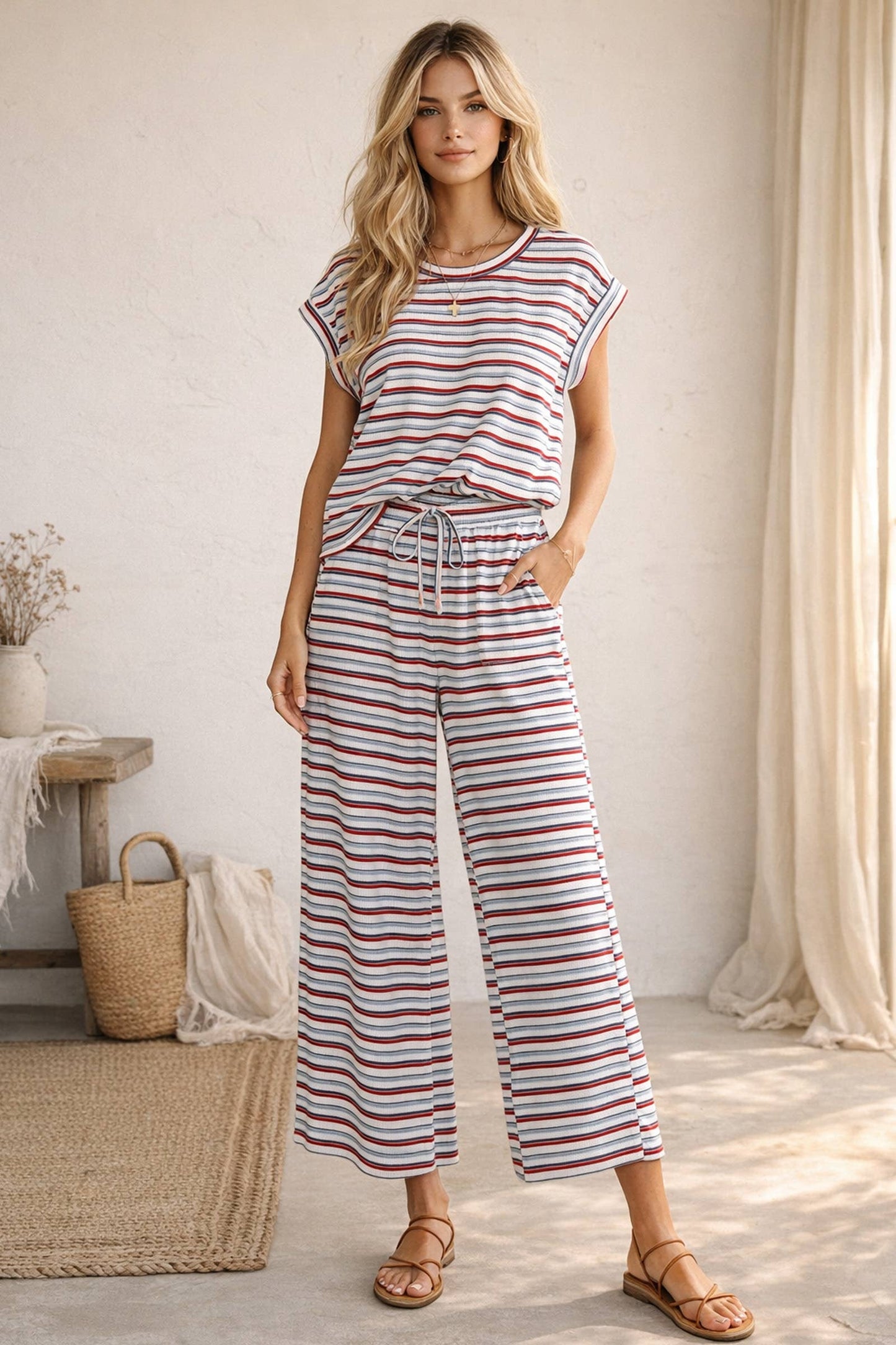 Americana (Red/Wh/Blue) Striped Rib Pant
