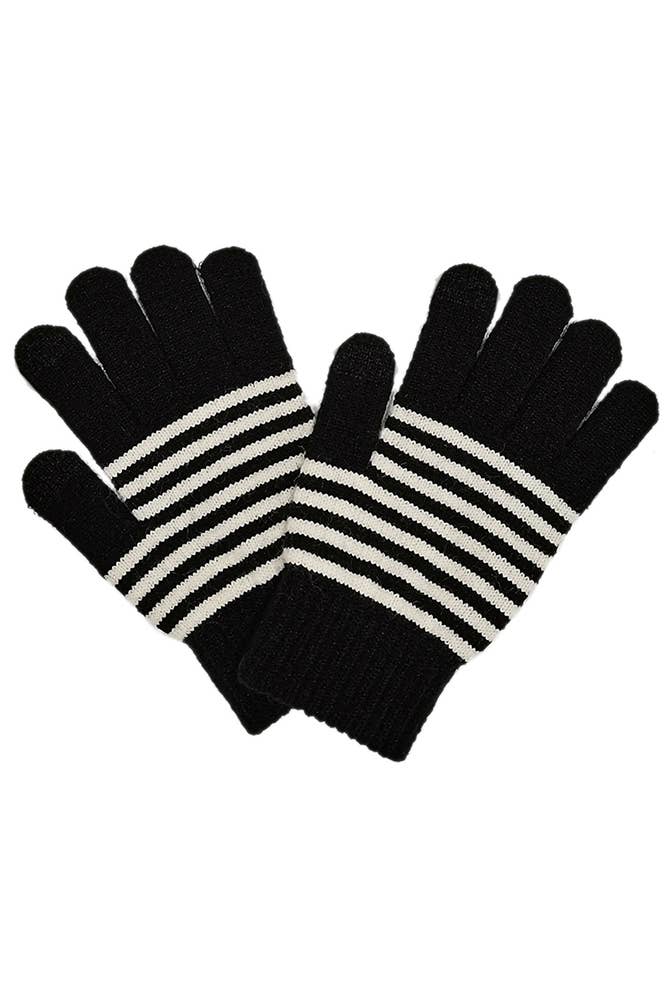 Two Tone Stripe Touch Gloves