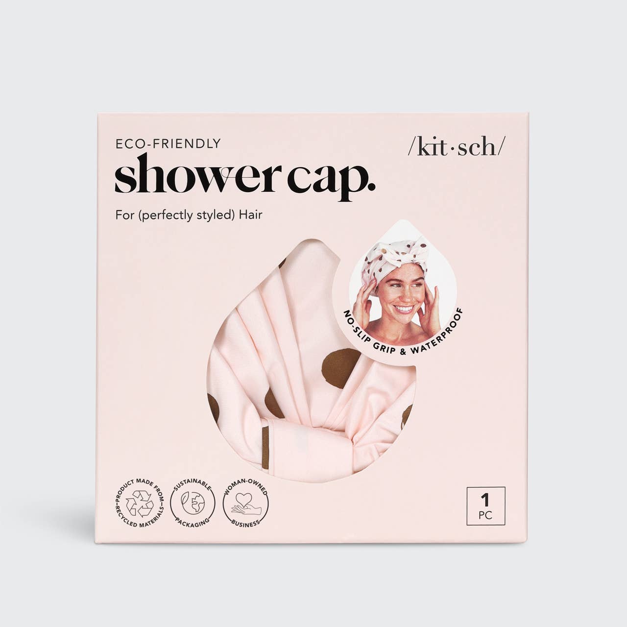 Kitsch Blush Dot Luxury Shower Cap