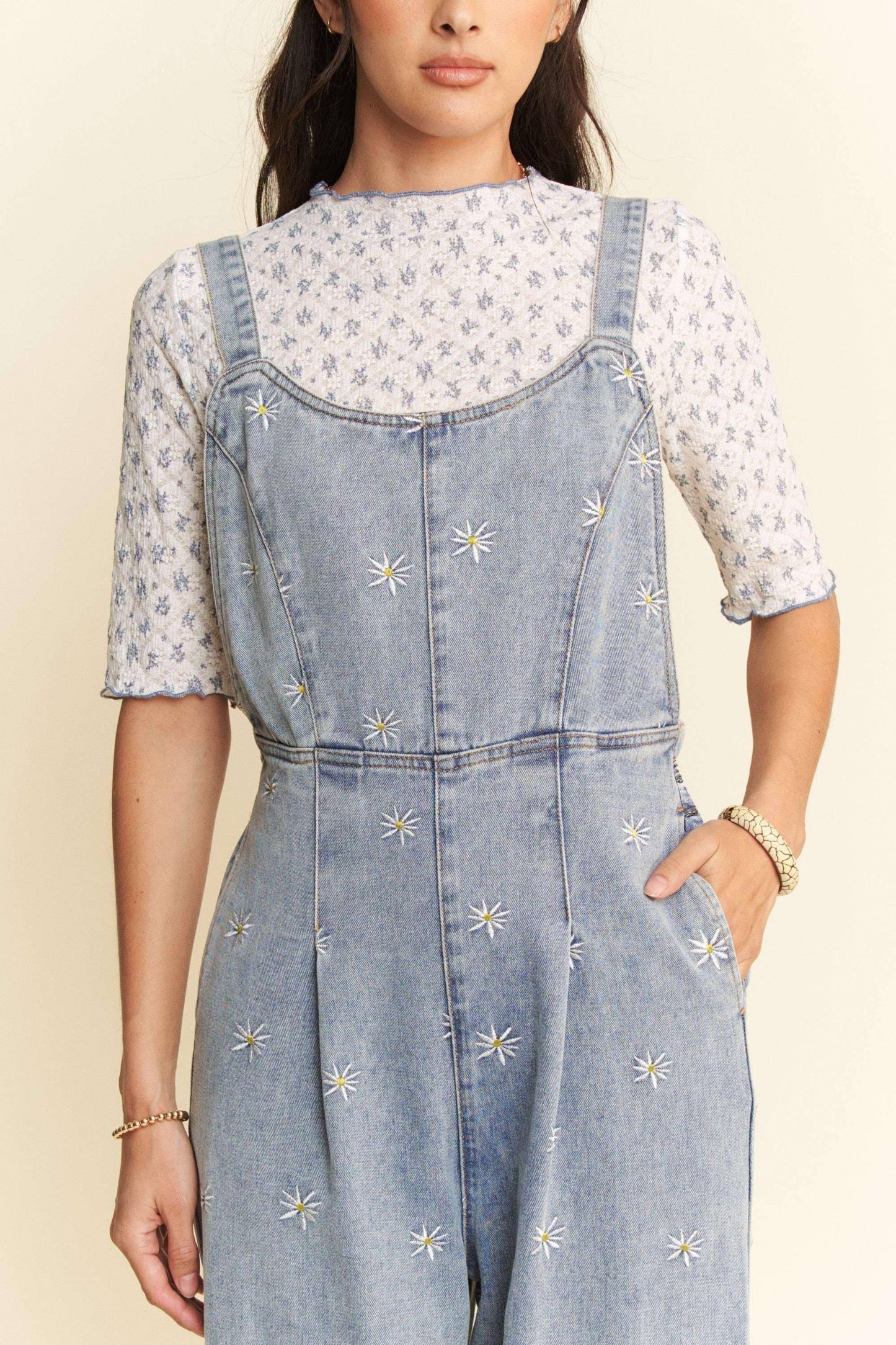 Daisy Dreams Daisy Embroidered Overalls