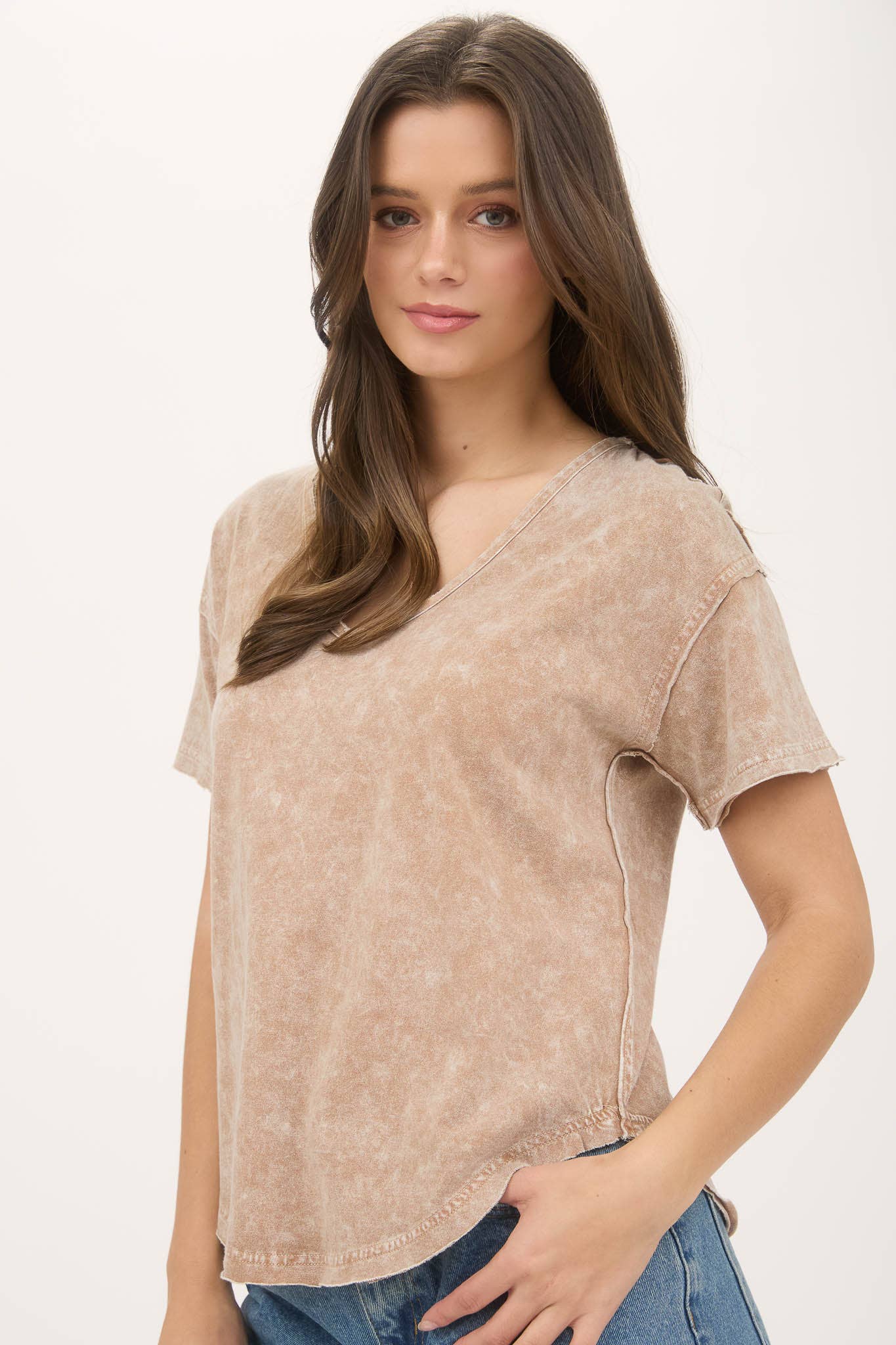 Well Loved (Brown) Washed SS Top