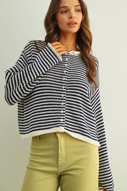 Morning Sunrise (Navy) Stripe Cardigan