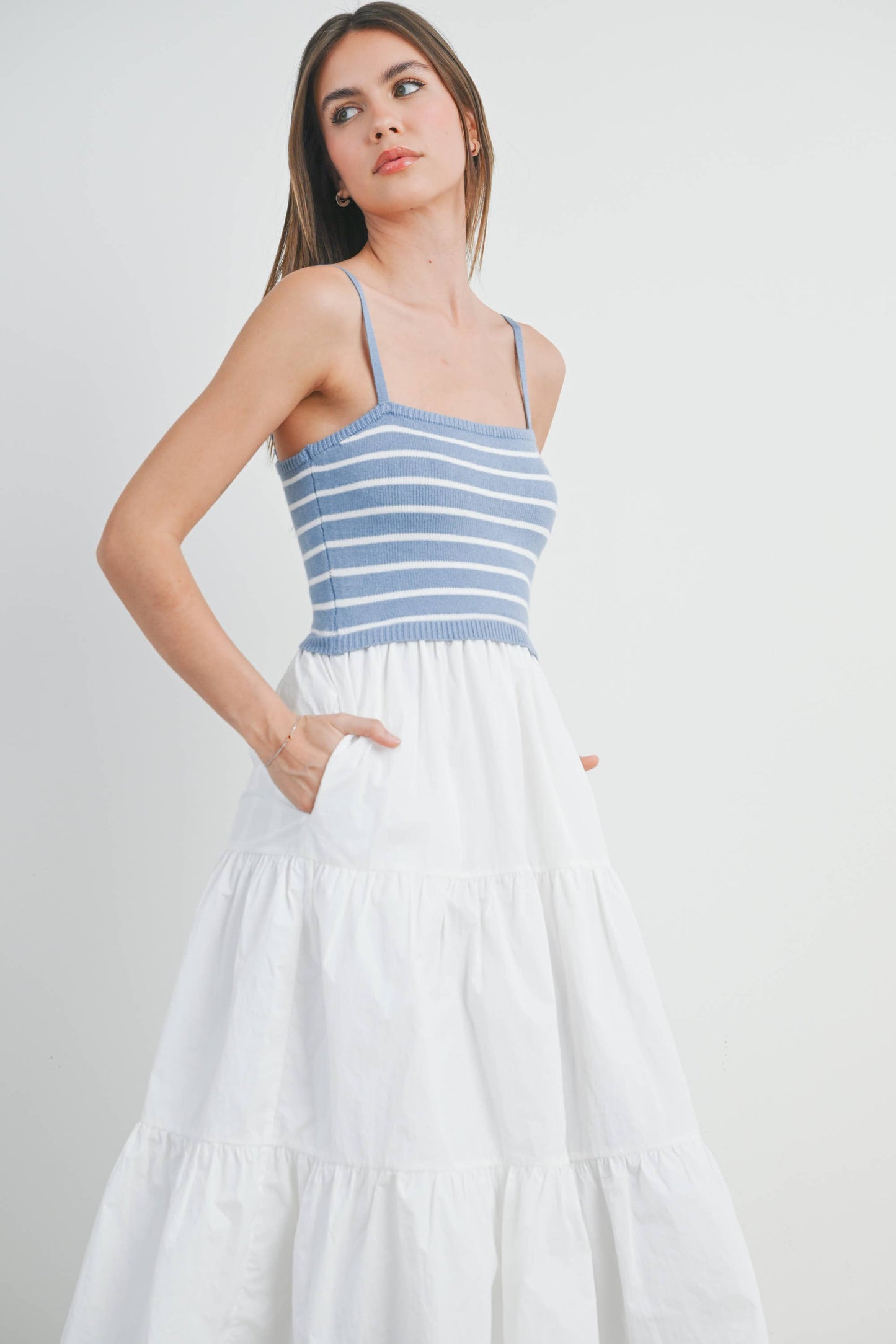 Sweet Montana (Blue/Wh) Stripe Top Dress