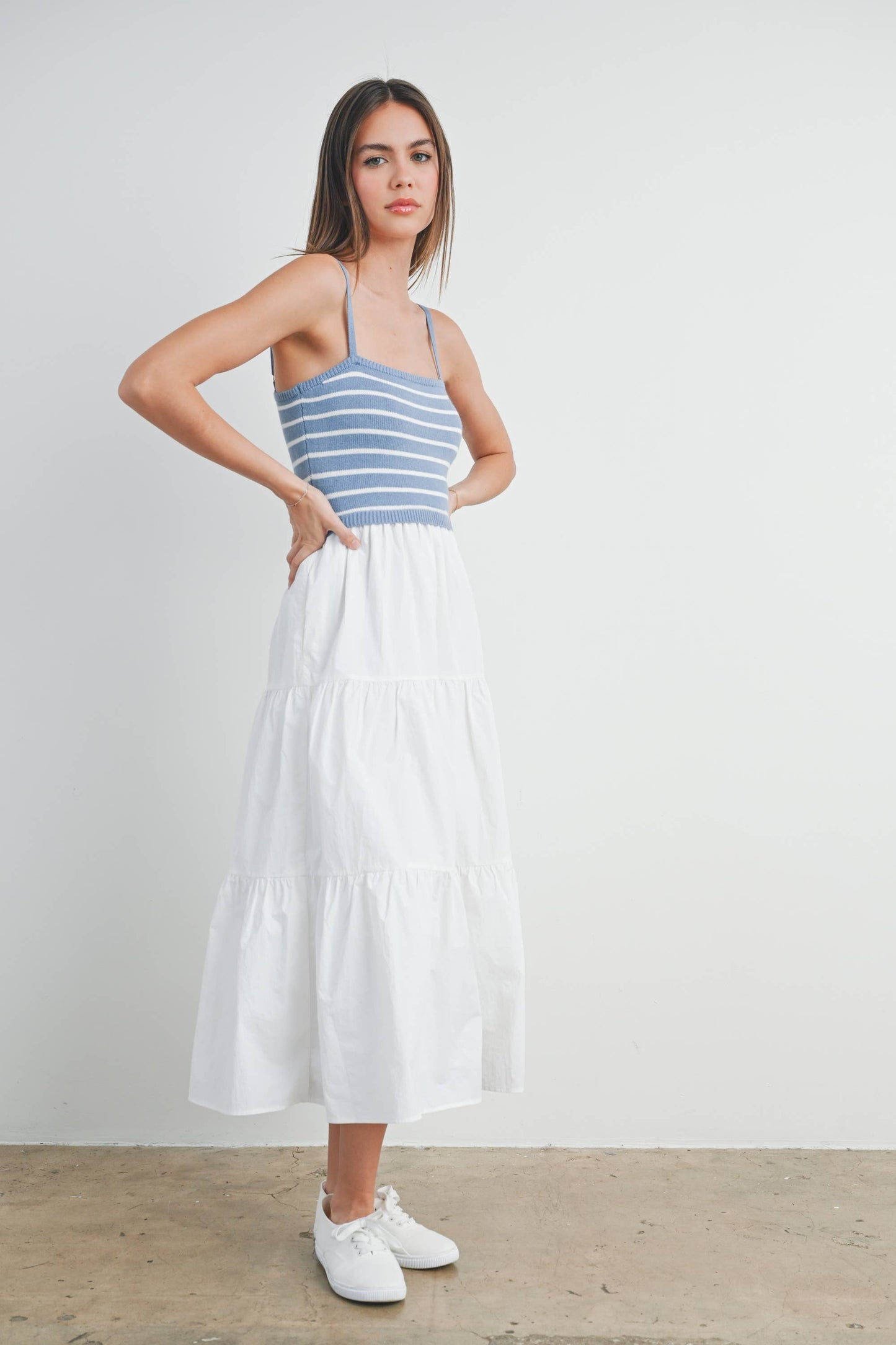 Sweet Montana (Blue/Wh) Stripe Top Dress