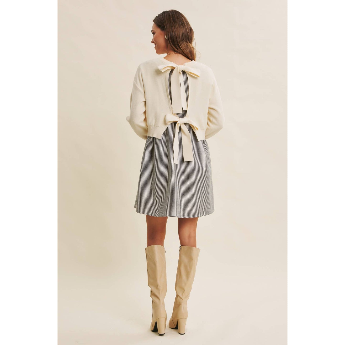 Coffee Date Twofer Dress w Back Ties