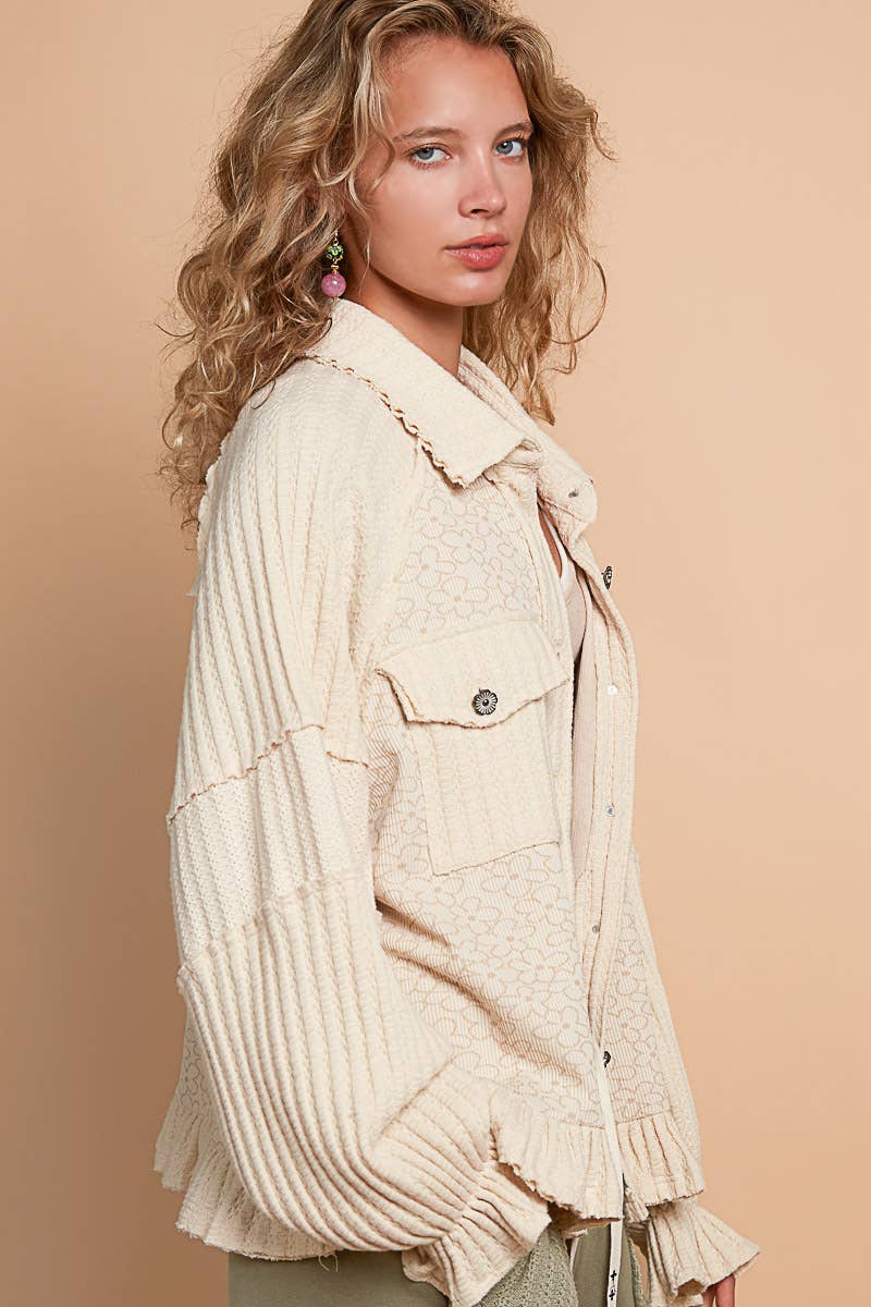 POL: Vanilla Vibes Lace Contrast Shacket