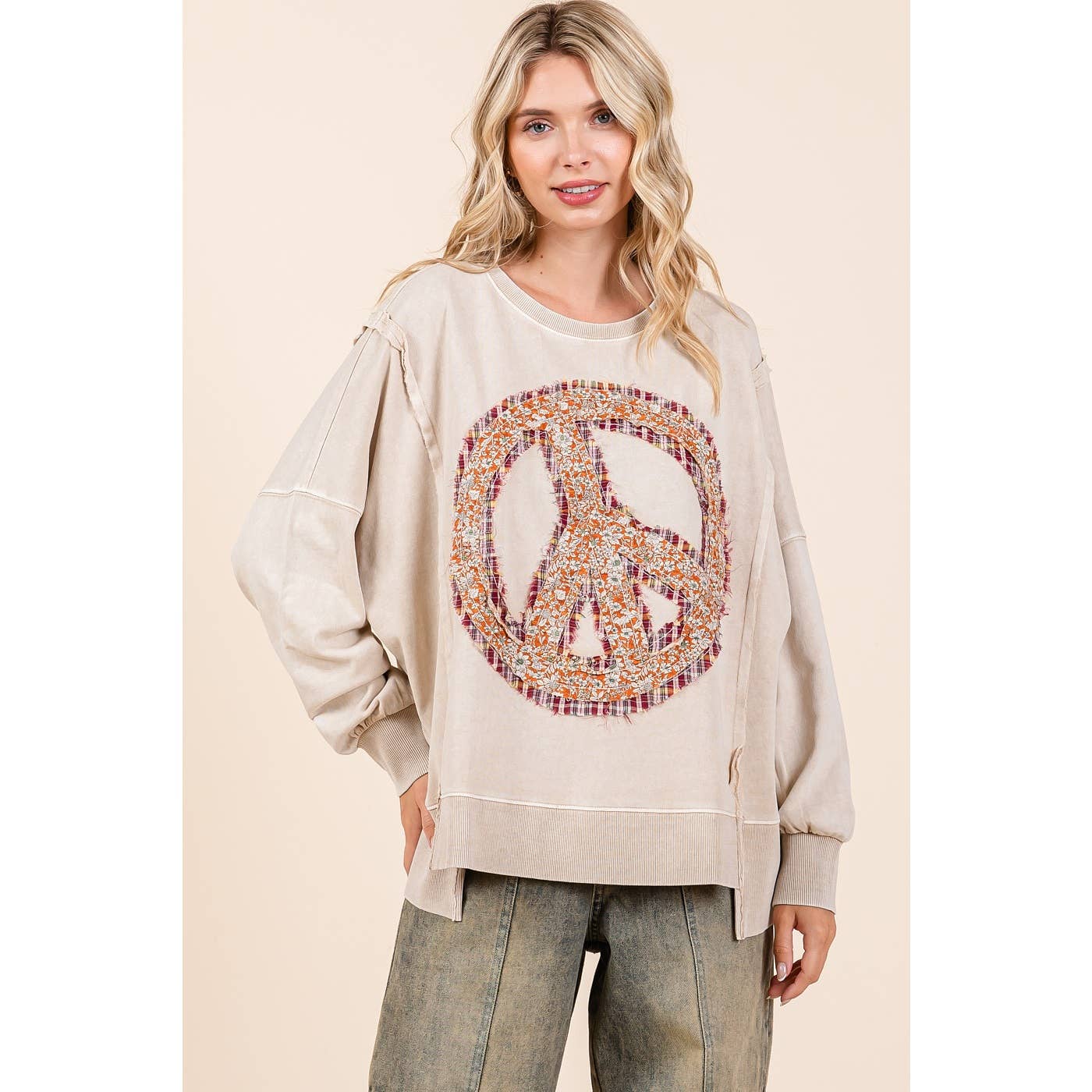 Peaceful Way (Bone) Patch Sweatshirt