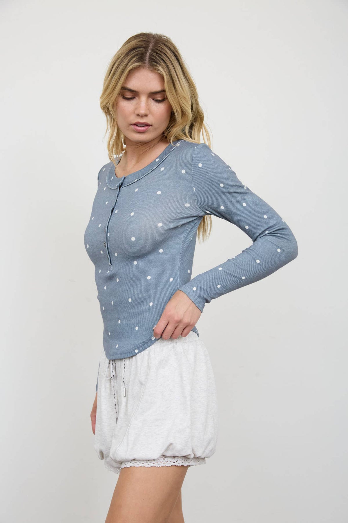 Connect The Dots (Blue) Henley Top