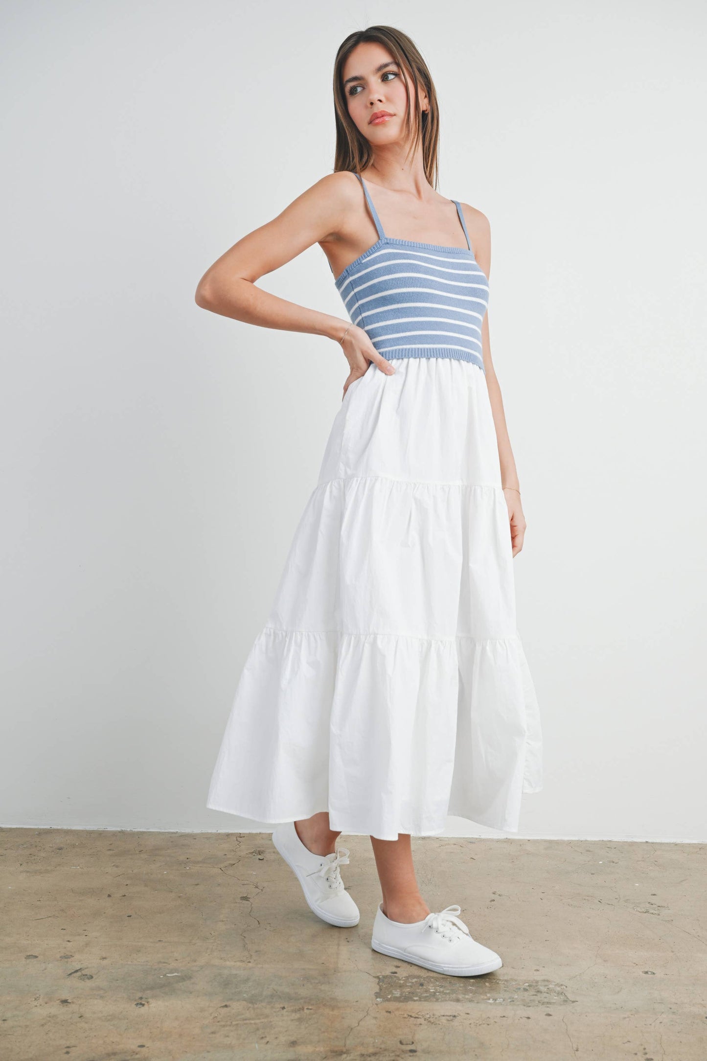 Sweet Montana (Blue/Wh) Stripe Top Dress