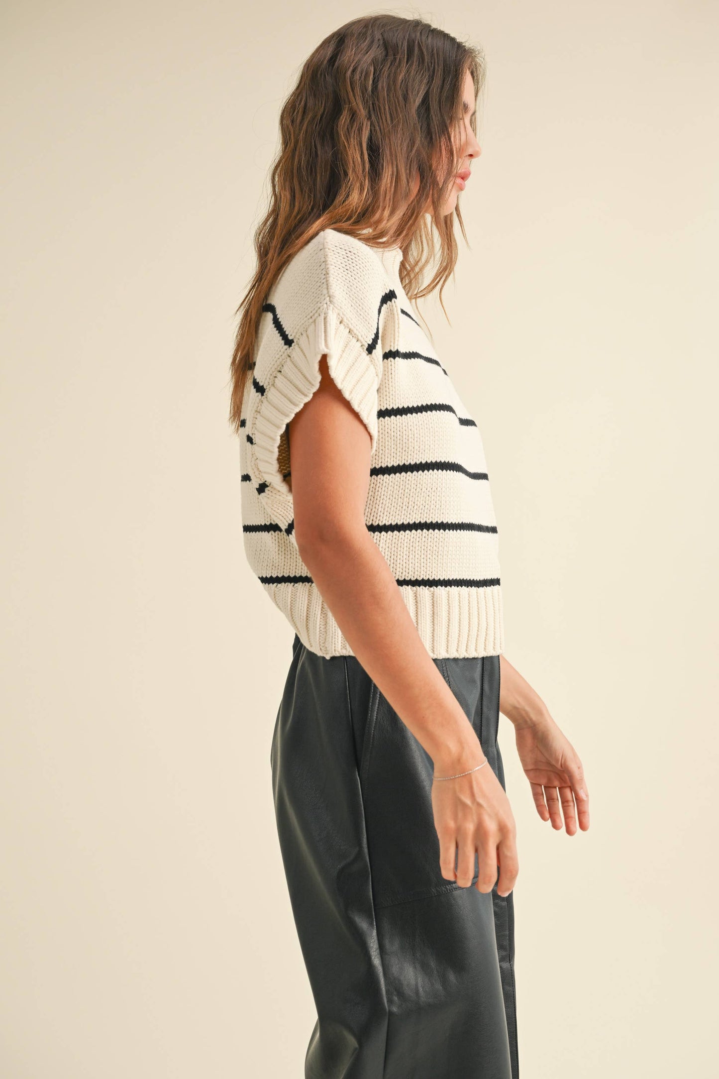 Last Line (Ivory/Black) Stripe SS Sweater