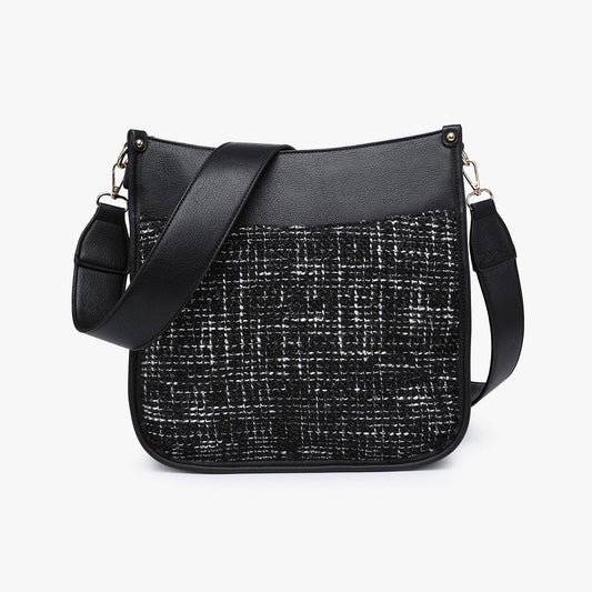 Chloe (Black) Tweed Crossbody w/ Guitar Strap