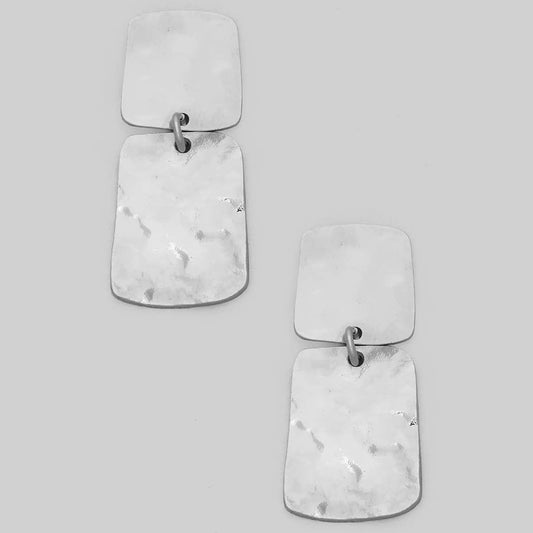 Hammered Silver Tiered Earrings