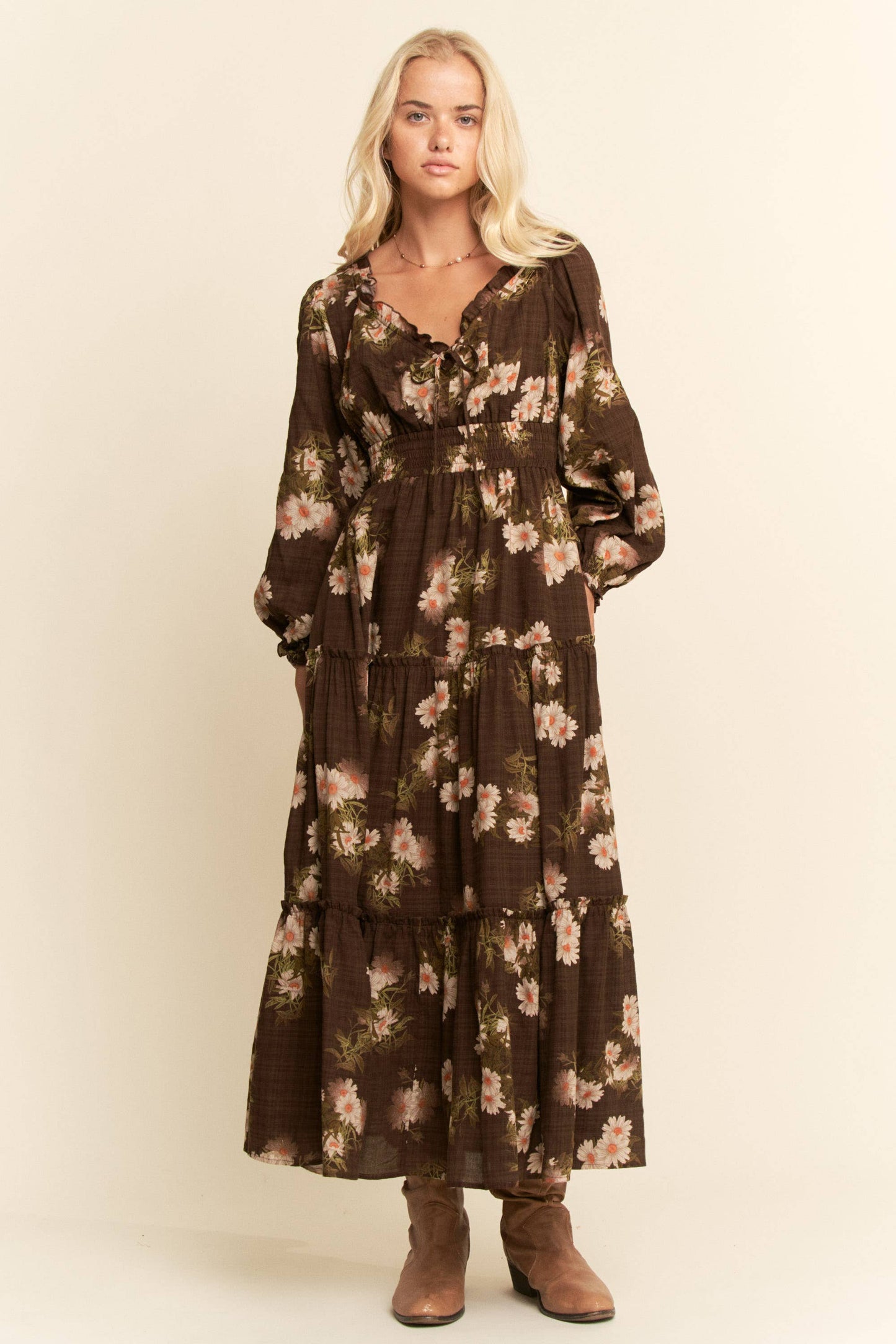 Timeless Treasure (Brn) Floral Print Dress