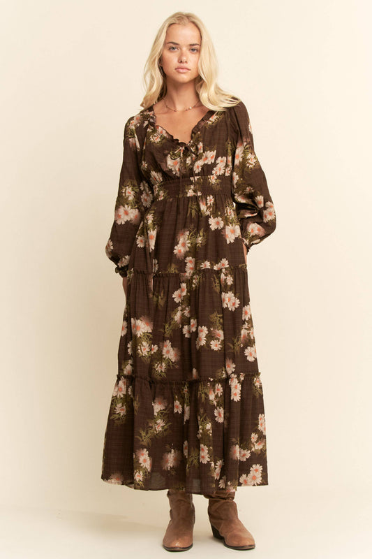 Timeless Treasure (Brn) Floral Print Dress