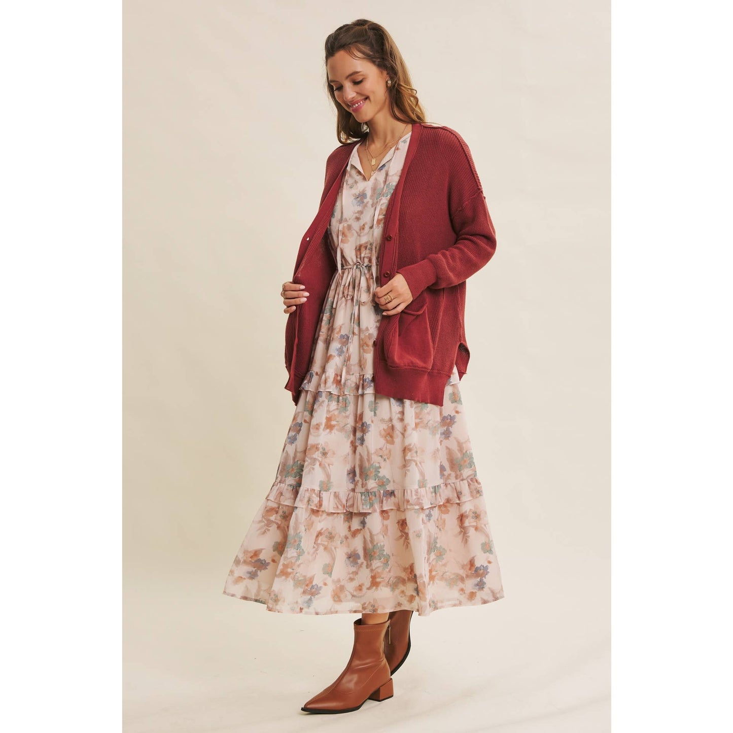 Down To Earth (Redwood) Slouch Cardigan