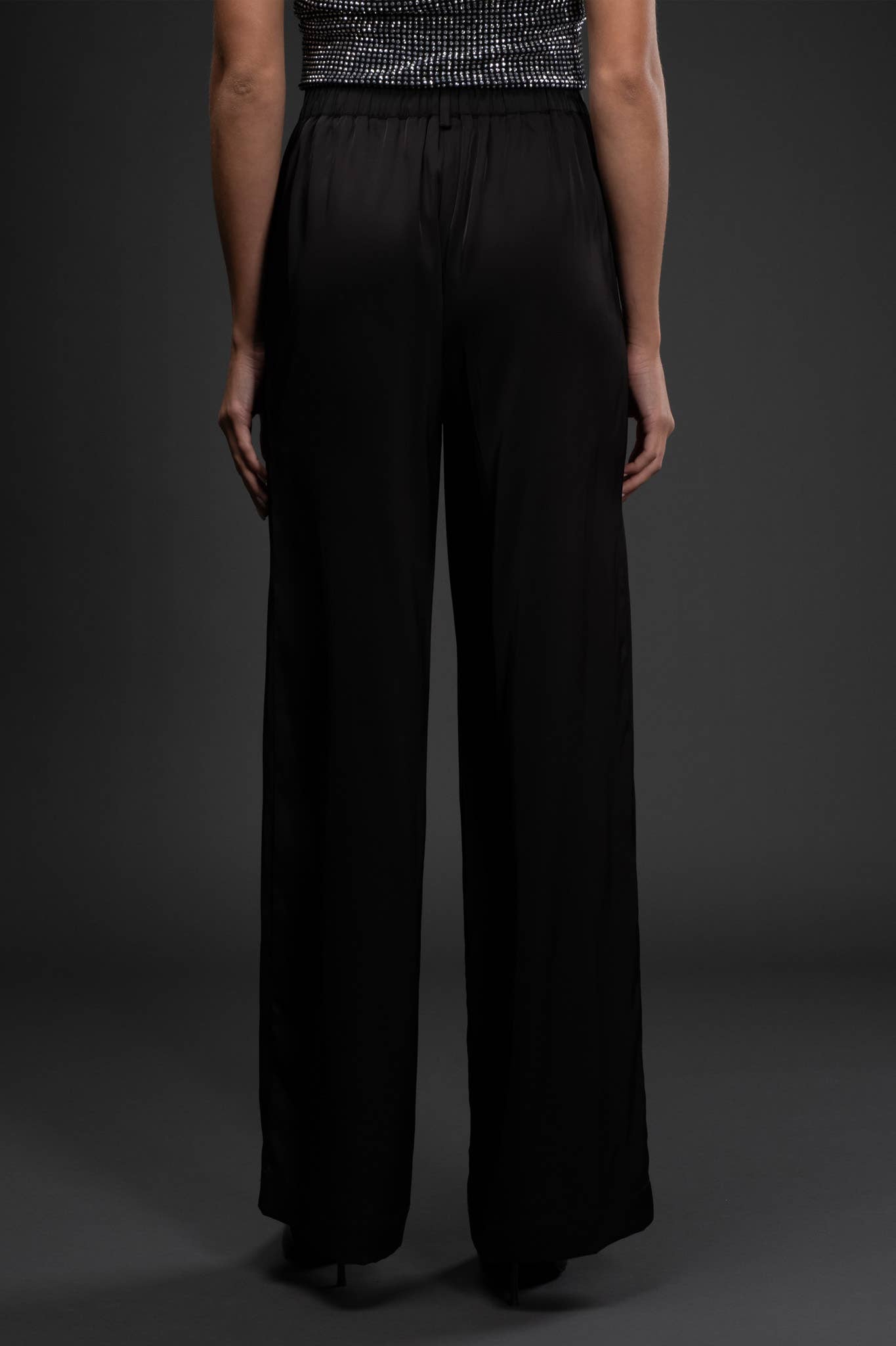 Hard To Get (Black) Satin Wide Leg Pants