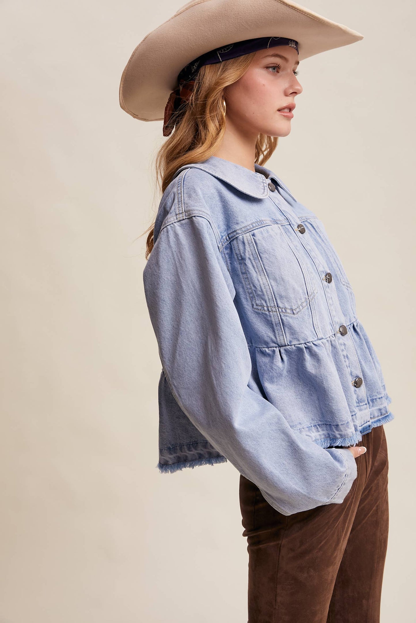 Fresh Look Peplum Hem Denim Jacket