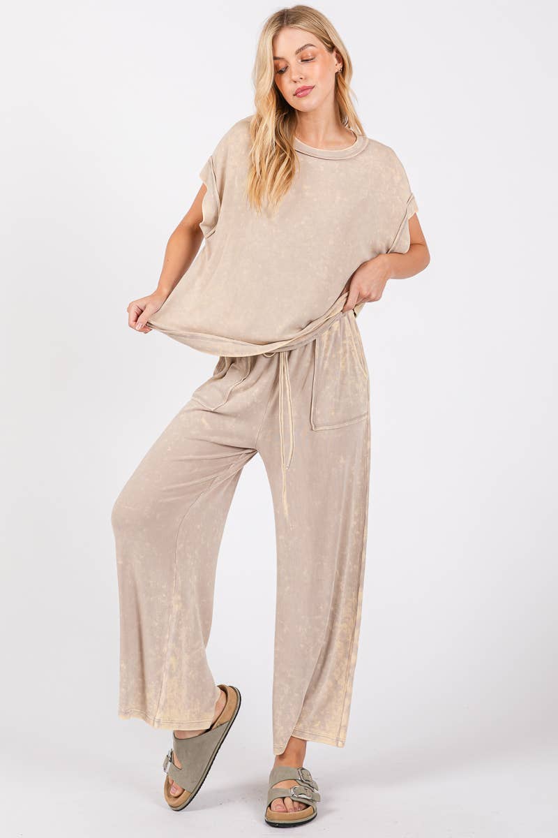 Magic Mineral (Taupe) Ribbed Knit Pants
