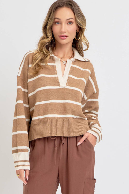 Polo Champ (Mocha/Cream) Stripe Sweater