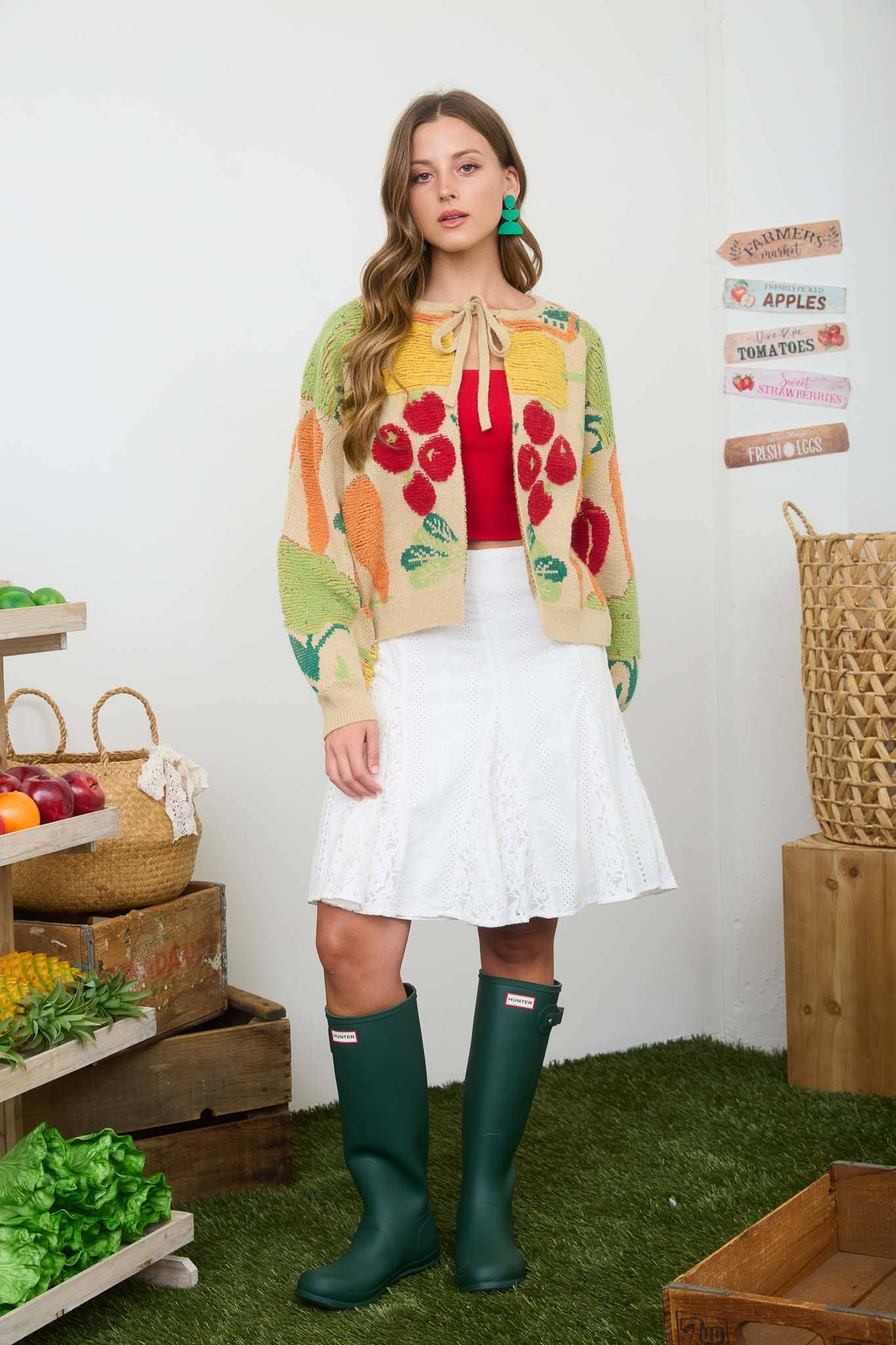 Farmers Market Veggie Print Cardigan
