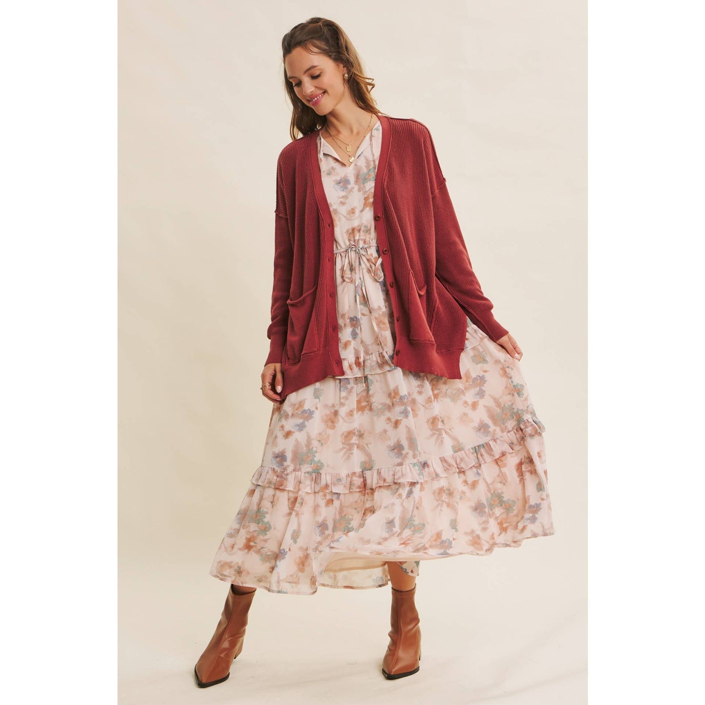 Down To Earth (Redwood) Slouch Cardigan